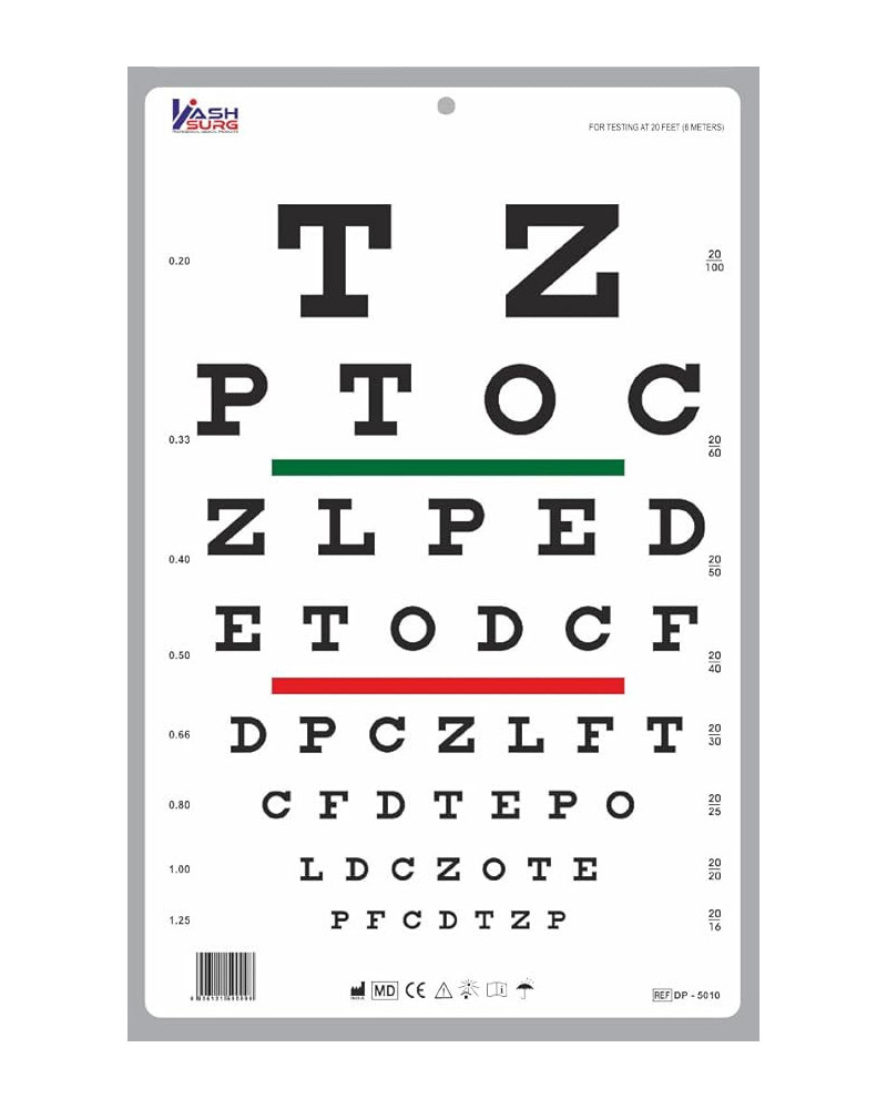 Echelle d'acuité visuelle type Snellen - 6 m