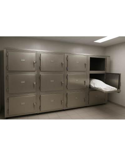 Chambre mortuaire 25 corps, 5 portes.
