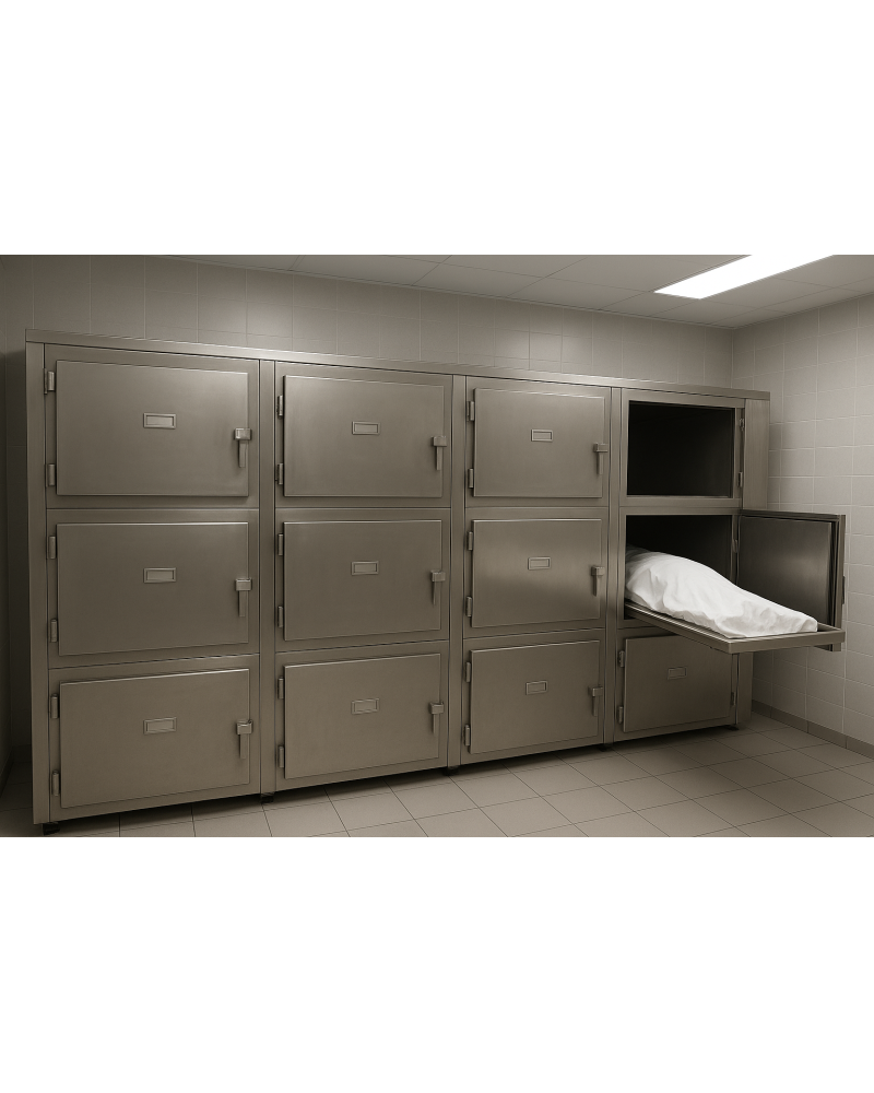 Chambre mortuaire 25 corps, 5 portes.