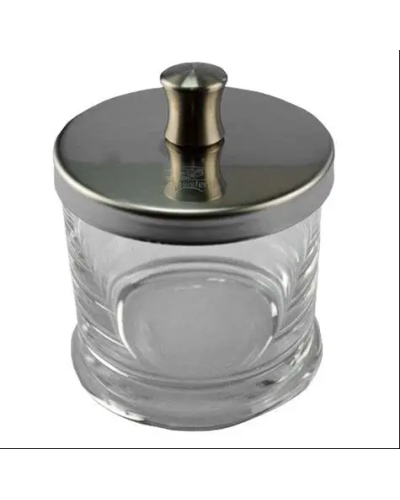 Boîte à coton en verre, 12 x 12 cm.