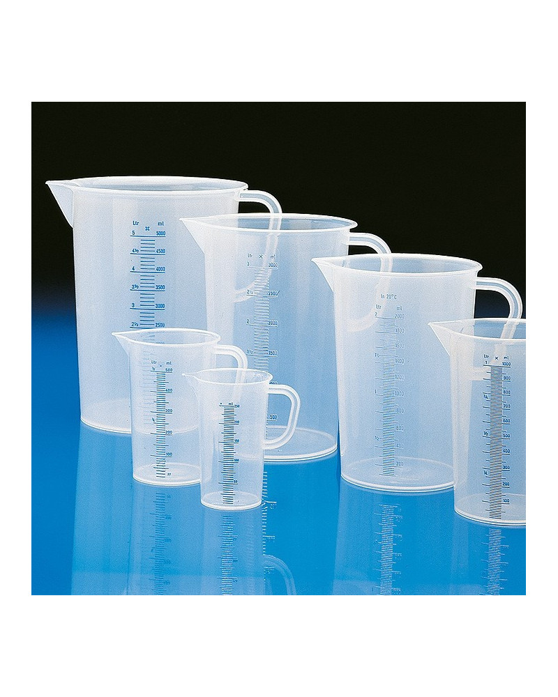 Bécher en polypropylène gradué avec bec verseur, 2000 ml.