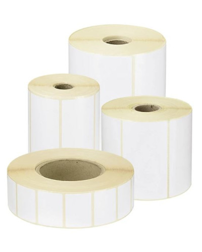 Rouleaux d'étiquettes transfert thermique Velin couché mate de 32x25mm avec adhésif permanent.