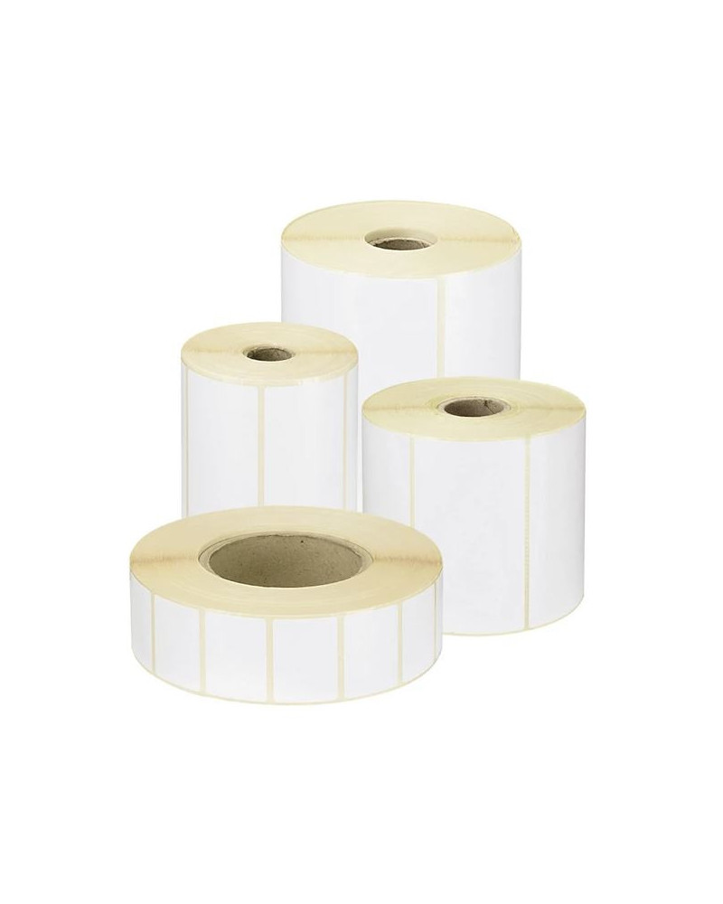 Rouleaux d'étiquettes transfert thermique Velin couché mate de 32x25mm avec adhésif permanent.