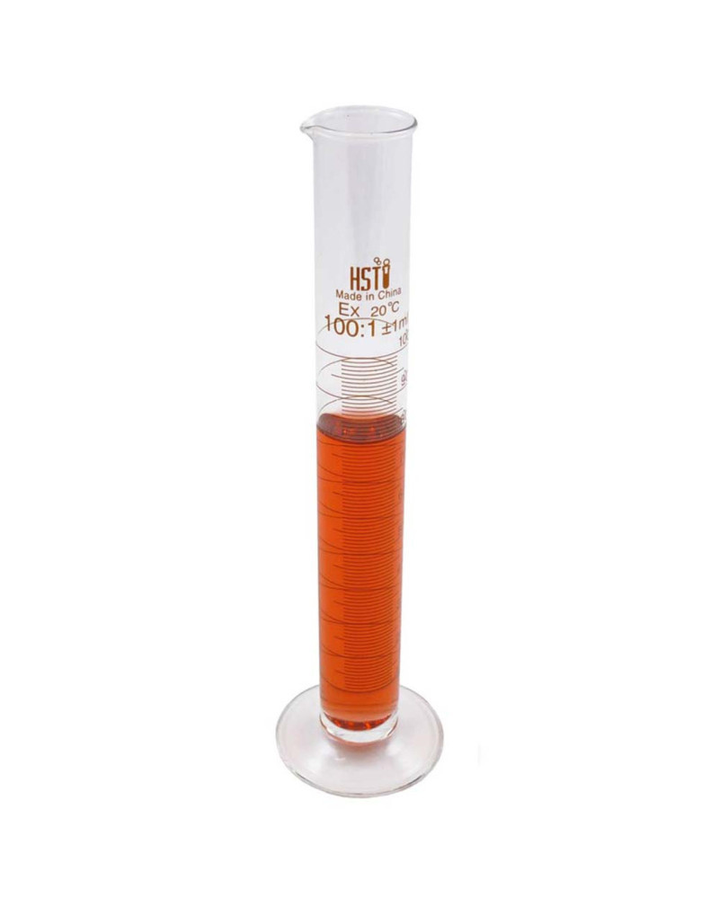 Cylindre de mesure graduée avec bec, base ronde en verre 100 ml