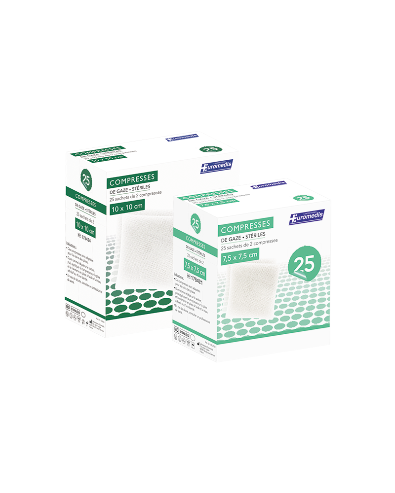 Compresses de gaze stériles LPP 17 fils 8 plis, Sachet de 02 Compresses de gaze stériles LPP 17 fils 8 plis, Sachet de 02