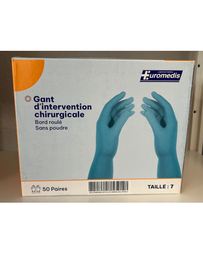 Gant intervention latex stérile bord droit 300 mm x50 p. | SOCIMED