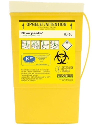Collecteur Sharpsafe® 0,45L, déconnexion d'aiguilles et de stylo-injecteur