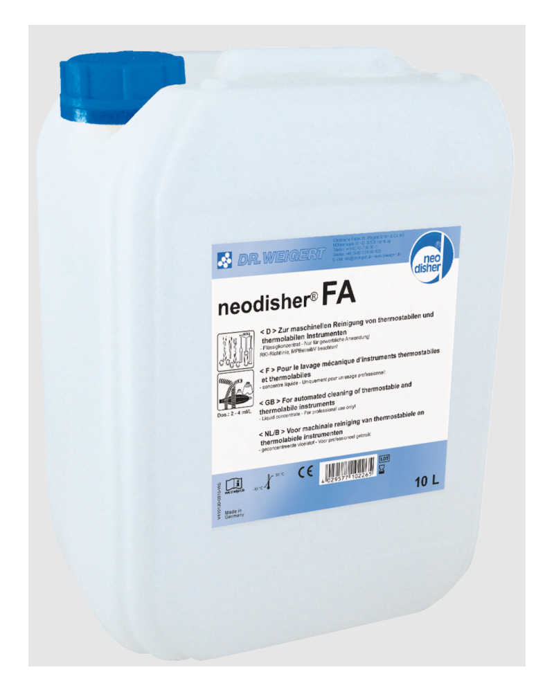 Détergent alcalin liquide concentré Neodisher FLA 10L pour autolaveur