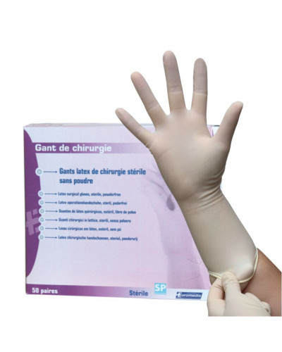 Gant de chirurgie latex poudré 300 mm - Boîte 50 paires | SOCIMED