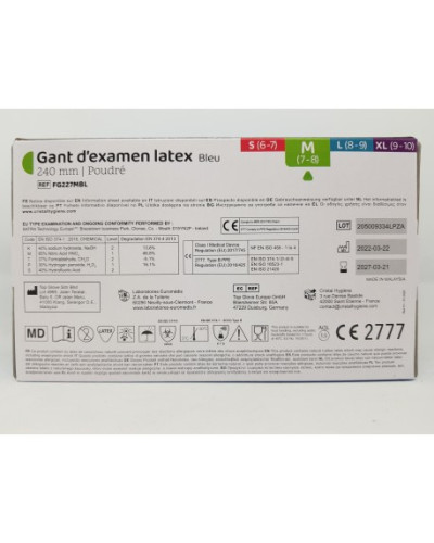 Gant d'examen Latex bleu Gant d'examen Latex bleu