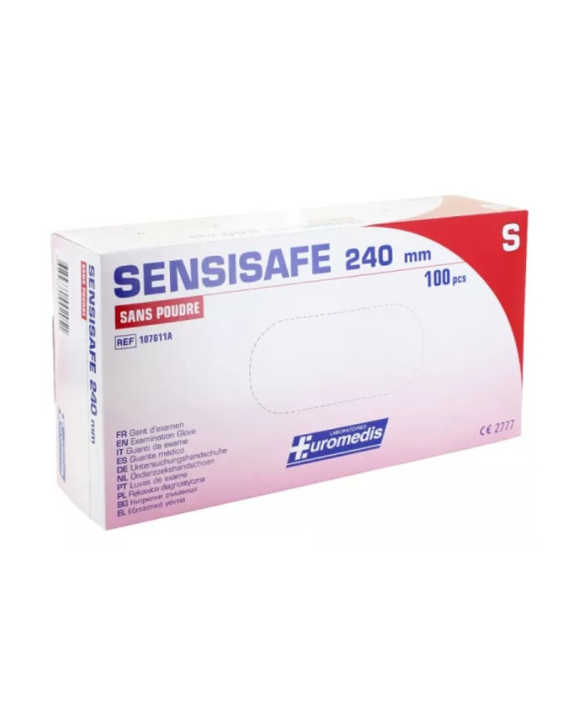 Gant vinyle stretch sans poudre SENSISAFE - Boîte 100 | SOCIMED
