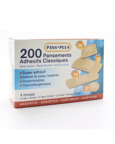 Pansements Adhésif Classique Modèle PANS PLUS Boite cartonnée de 200