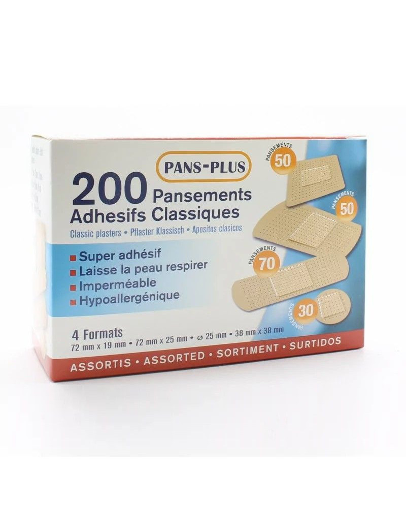 Pansements Adhésif Classique Modèle PANS PLUS Boite cartonnée de 200