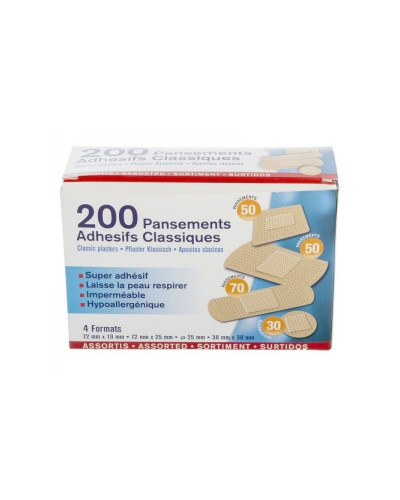Pansements Adhésif Classique Modèle PANS PLUS Boite cartonnée de 200