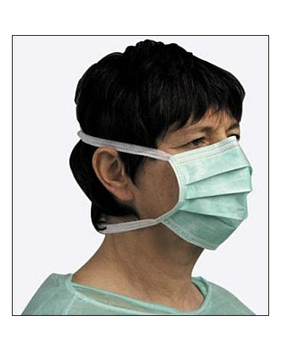 Masque chirurgical en polypropylène non-tissé vert avec lacets