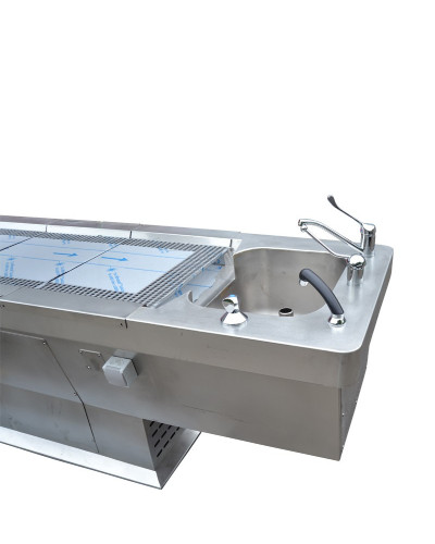 Table d'autopsie avec pied central fixe et aspiration, Modèle TABLASPIF