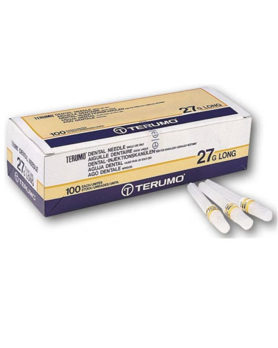 Aiguilles Tronculaires Stériles Terumo 27G Bague jaune (0.40x35mm) Boite de 100.