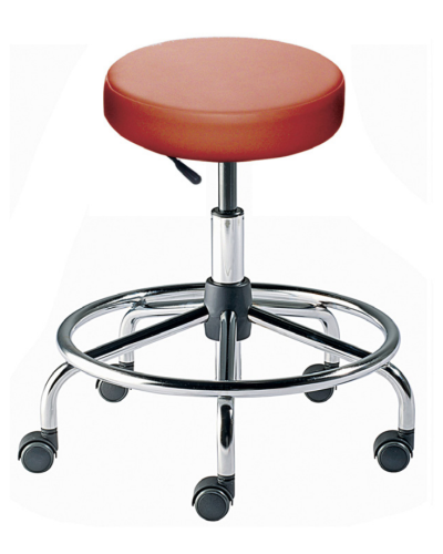 Tabouret médical avec hauteur réglable, rouge, en tube cintré