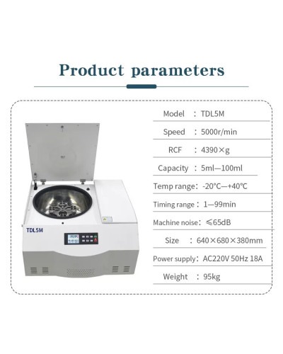 Centrifugeuse de table réfrigérée à  basse vitesse, Modèle TDL5M