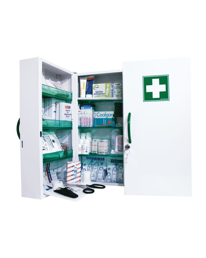 Armoire métal à pharmacie 2 portes, pleine