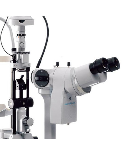 Lampe à  fente type HAAG-STREIT avec table motorisée à  roulettes