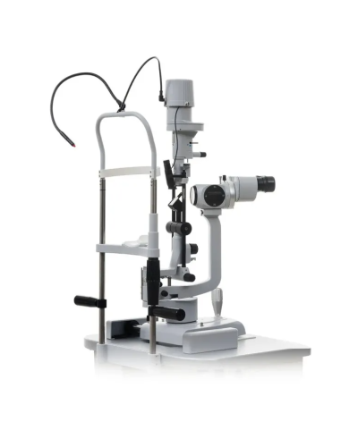 Lampe à  fente type HAAG-STREIT avec table motorisée à  roulettes