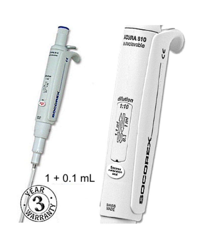 Micropipette socorex acura 810 fixe: 1 et 1,1 ml