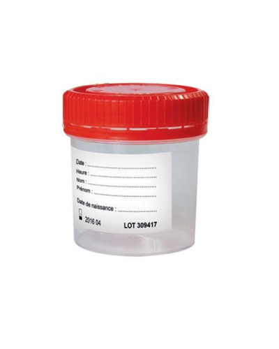 Pots pour coprologie ceb 150ml personnalisés - 60 x 70 mm-blanc