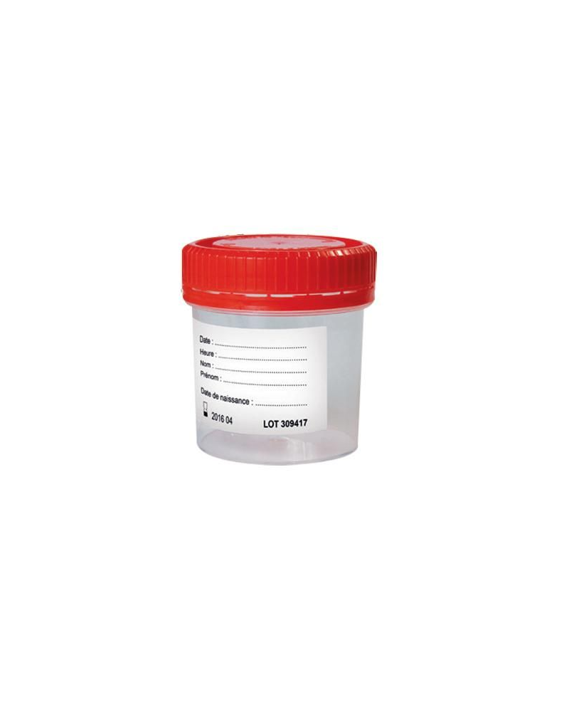 Pots pour coprologie ceb 150ml personnalisés - 60 x 70 mm-blanc
