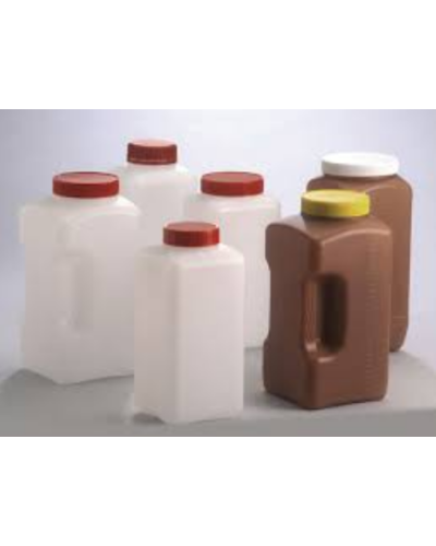 Flacon 2,5L carré marron simple fermeture-bouchon blanc