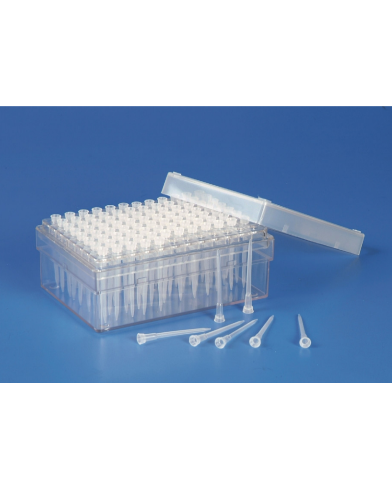 Cônes clinitips en rack: 5 - 200 µl, pointe biseautée