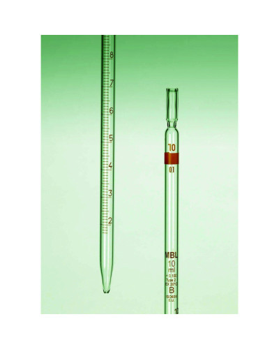 Pipette verre graduée classe B 1 ml - Graduation 1 / 10