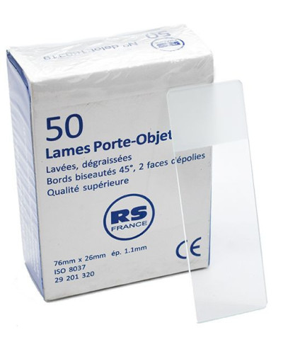 Lames porte-objets standards, bords rodés 45°
