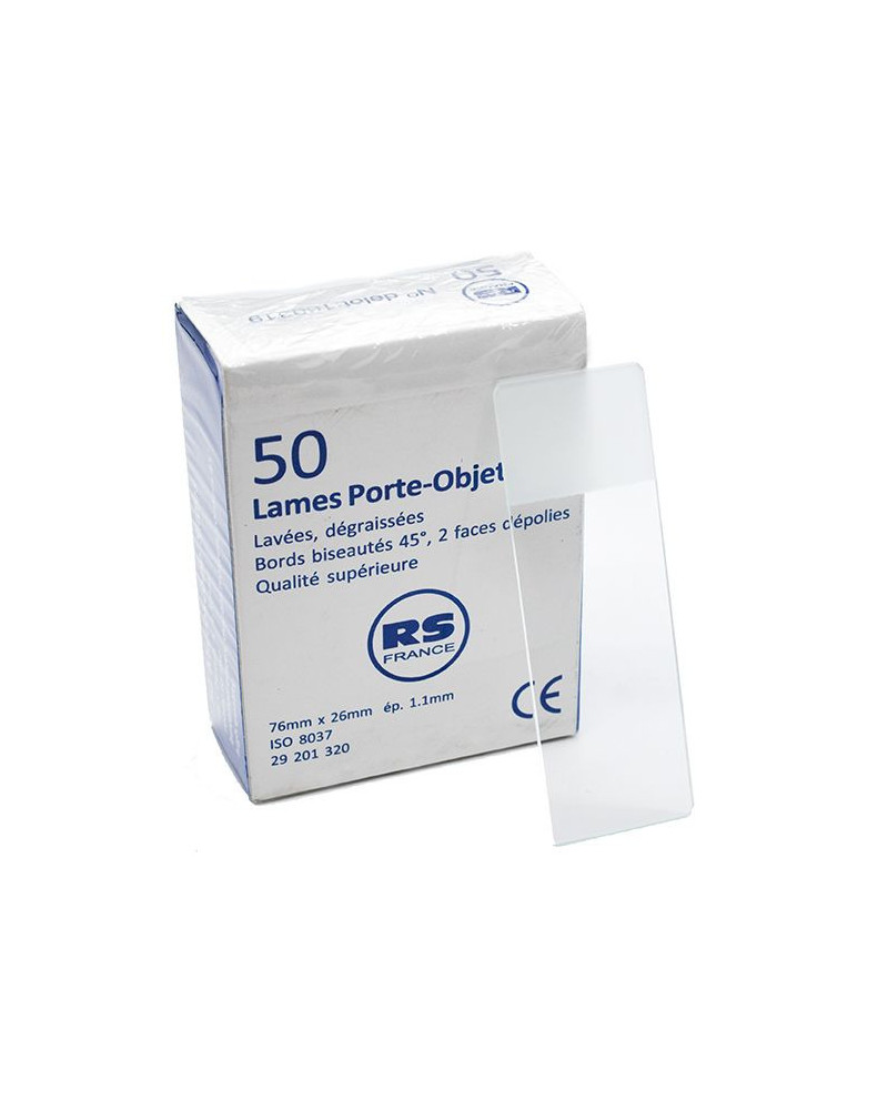 Lames porte-objets standards, bords rodés 45°