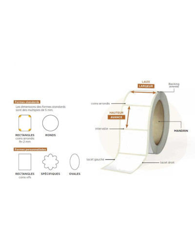 Etiquettes autocollantes, (long. x larg.):75x55mm