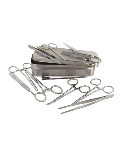 Boîte de petite chirurgie, en aluminium, 13 instruments