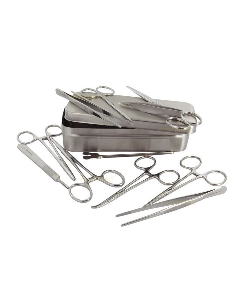 Boîte de petite chirurgie, en aluminium, 13 instruments