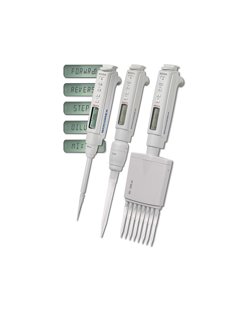 Micropipette acura electro socorex 925 monocanal: 10 - 200µl
