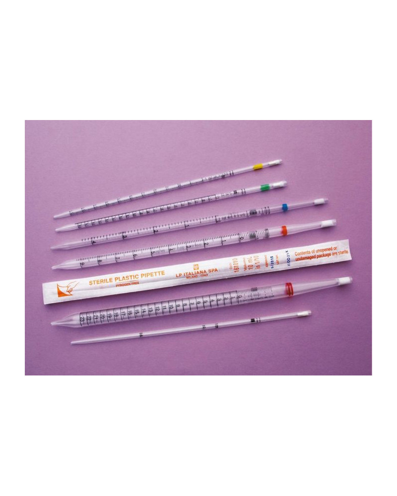 Pipettes plastiques monobloc 0,1 ml - 1,5 ml, stérile / 25