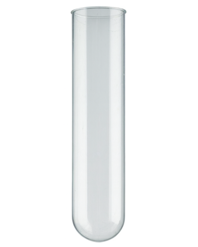 Tubes plastique bord droit fond rond, 40 ml, polystyrène