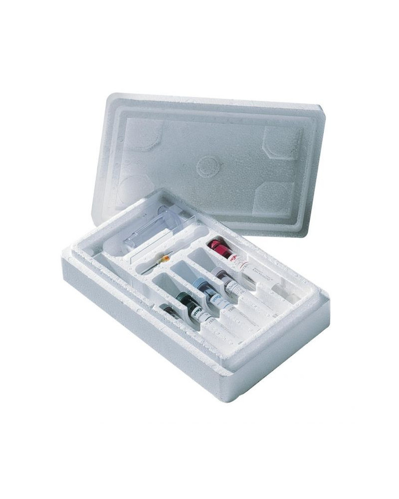 Boîte de transport en polystyrène expansé pour 6 tubes de 5-10ml blanc