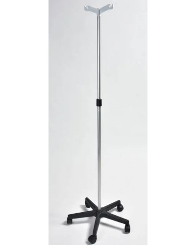 Pied à sérum noir, tige inox