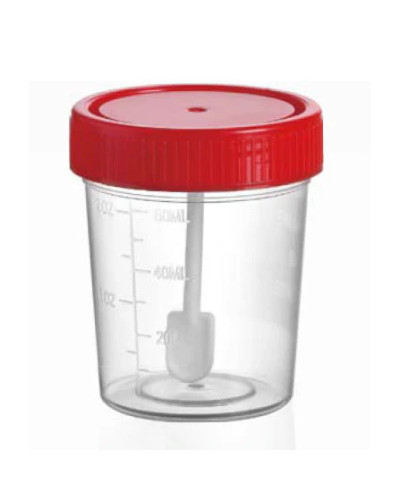 Pots pour coprologie ceb 150 ml - 60 x 70 mm - rouge