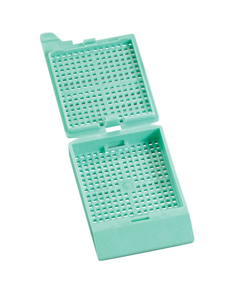 Cassettes pour biopsies, ajourées par trous sur toute la surface