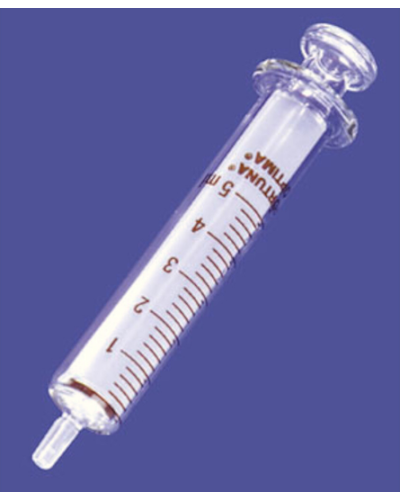 Seringues en verre, bout verre luer centré, 5ml