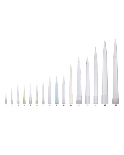 Cône naturel stérile gradué 0,5-10µl type EPP. en rack de 96