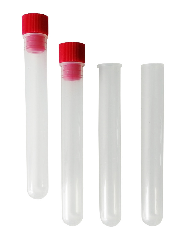 Tubes plastique bord droit fond rond,40ml, polystyrène, ionisé