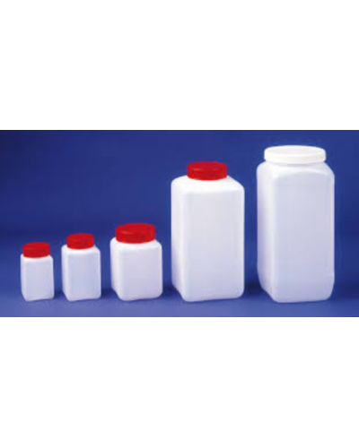 Flacons à large ouverture 500 ml, bouchés, double fermeture