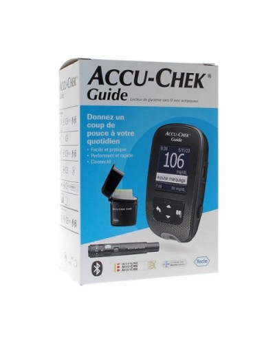 kit de glycémie (Glucomètre) Accu Chek GUIDE avec stylo autopiqueur FastClix