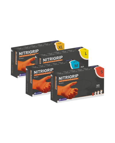 Gants nitrile, non poudrés nitrigrip moyen 7-8
